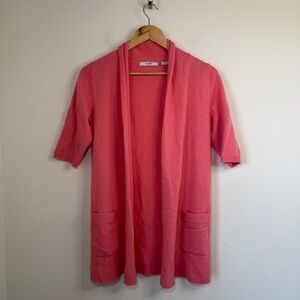 Neiman Marcus Cardigan Women's SM Peach Pink Cashmere Mid Length Preppy Classic